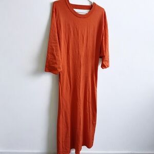 Zara Burnt Orange 3/4 Cut Out Maxi Dress